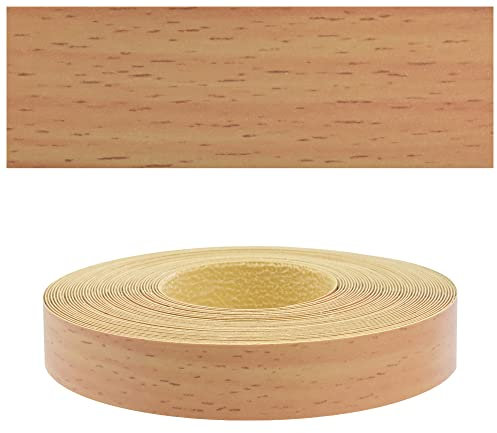 Mprofi MT® - Moldura Adhesiva y Melamina Cinta de Canto Haya Bávara | 22mm x 20m | Protector Bordes para Estanterías, Muebles y Paneles | Canto Termoadhesivo Duradero | Espesor 0,50mm