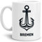 Tassendruck Anker-Tasse Bremen Seemann/Hafenstadt/Küste/Souvenir/Weisse Kaffeetasse/Mug/Cup