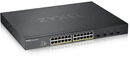 Zyxel Switch PoE + Smart Managed Ethernet 24 porte Gigabit con 375 Watt Budget e 4 slot SFP + 10G, modalità Cloud ibrida [XGS1930-28HP]