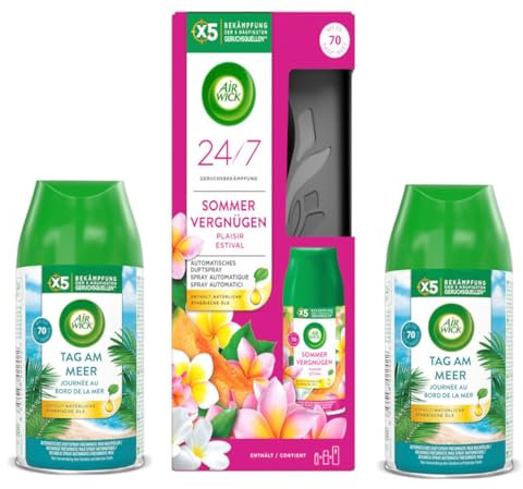 Air Wick Freshmatic Starterset + Duopack Nachfüller (Starter-Set Sommervergnügen, Duopack Tag am Meer)