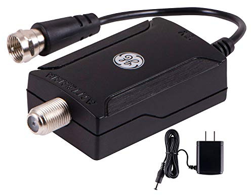GE Indoor HD Digital TV Antenna Amplifier, Low Noise Antenna Signal Booster, Clears Up Pixelated Low-Strength Channels, Supports HD Smart TV VHF UHF, AC Adapter, Black, 42178
