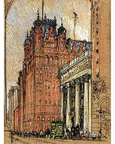 Fine Art Prints Pennell Buntstift 1908 Zeichnung Waldorf Astoria Hotel New York Kunstdruck Leinwand Premium Wanddekoration Poster Wandbild