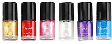 Dog Nail Polish - Easy Peel Off Quick Dry Organic Water Based Nail Polish 6 Color Set Pet Claws Grooming Supplies for Dogs Cats Hamster
