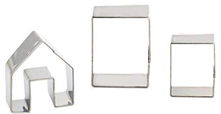 SIENON 3pcs Gingerbread House Cookie Cutter Set, 3D Stainless Steel Mini Christmas House Cookie Cutter Kit, Christmas Biscuit Cookie Mold, Xmas Holiday DIY Baking Tools