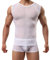 sandbank Men's Sexy Underwear T-Shirt Long Sleeve Mesh Sheer Top Undershirt Nightwear (XL, White # 2)