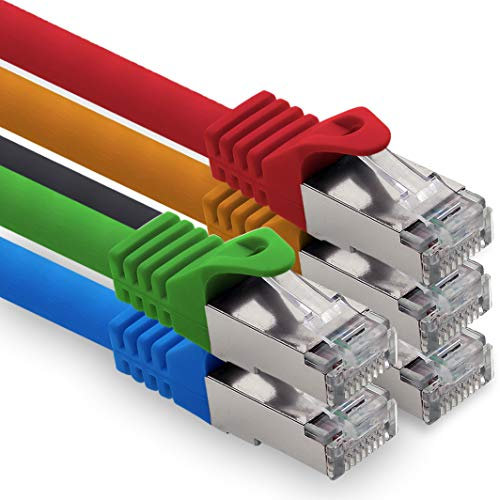 Cable Ethernet CAT.7 para Ordenador, 2 m, 5 Colores, S-FTP LSZH PIMF 10 GB/s RJ45 Macho Cat6a, de Red y Conexión