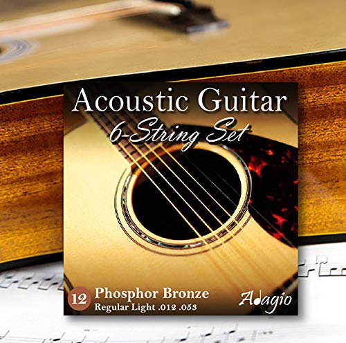ADAGIO PRO - Juego de 2 cuerdas para guitarra acústica (calibre 12-53), color bronce fosforoso también adecuado como cuerdas electroacústicas y cuerdas para guitarra semi acústica