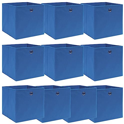 vidaXL 10x Aufbewahrungsbox Zusammenklappbar Spielkiste Regalkorb Faltkiste Korb Kinderbox Box Kiste Regalbox Staubox Blau 32×32×32cm Stoff