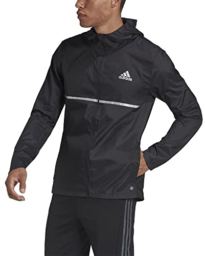 adidas Giacca da corsa da uomo, nero/argento riflettente., X-Large