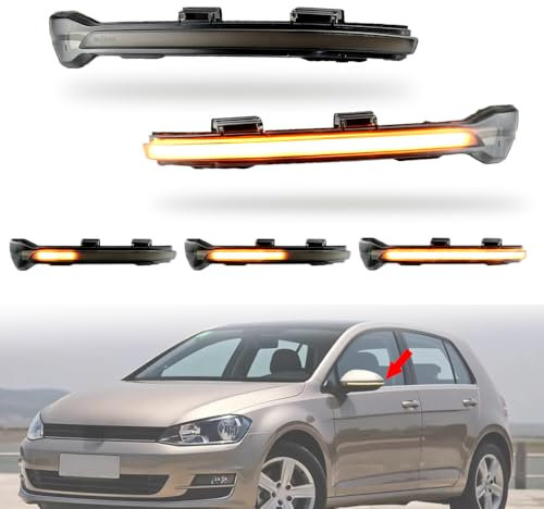 MKptopia 2 pezzi luci LED per indicatori di direzione dinamici per specchietto laterale, indicatori di direzione sequenziali, Compatibile con VW Golf 7 Jet-ta MK7 VII GTI R MK7 Golf 7.5 Tou-ran