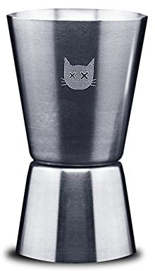 BÖSER KATER Jigger | Cocktailmessbecher mit hochwertiger Böser Kater Gravur | Perfekt für das Mixen besonderer Cocktails | 30 ml / 15 ml