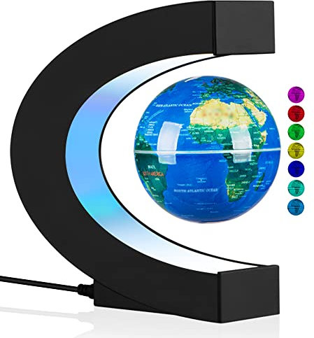Schwebender Globus mit LED-Leuchten, Mehrfarbig wechselnd Magnetische Levitation Globus rotierende schwimmende Weltkarte Globus Lampe Büro Home Desk Dekoration Gadget für Freund Geburtstag Geschenke
