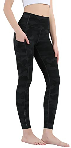 OVRUNS Yoga Pants for Women Tummy Control Gym Leggings with Pockets for Sport Athletic Workout Running - Camo Coal Multi- L