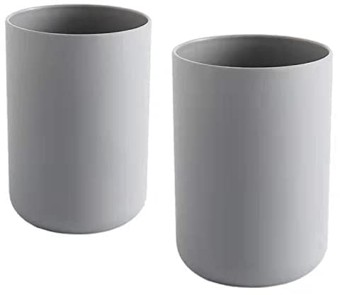 wongwongcat Cup 300ml, Japanese-Style Unbreakable Reusable Drinking Cups Set of 2, Tumbler Plastic Toothbrush Cup, Dishwasher Safe (Grey & Grey)