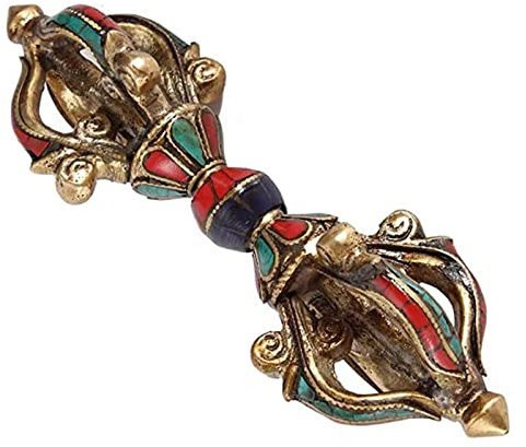 TOGEPP Tibetan Vajra Dorge, Buddhistin Vajra Dorje, Buddhistisches Ritualwerkzeug Hand Vajra Dorje Statue, Phurba Pistill Vintage Fünf Stränge des Pistills Demon Pistill Buddhismus Religiöse Vorräte