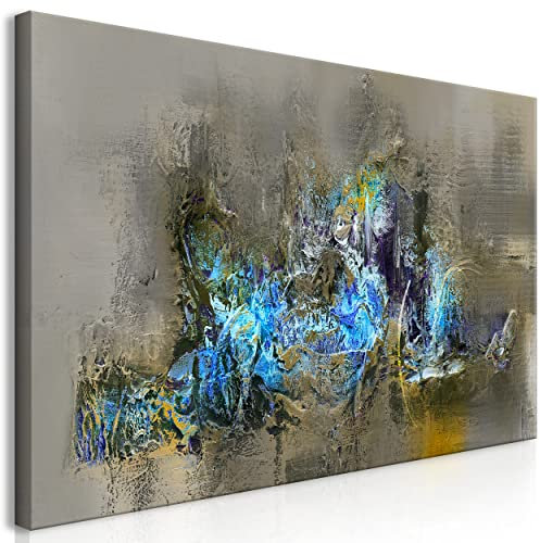 decomonkey Bilder Abstrakt Landschaft 140x70 cm 1 Teilig Leinwandbilder Bild auf Leinwand Vlies Wandbild Kunstdruck Wanddeko Wand Wohnzimmer Wanddekoration Deko Kunst Grau Beige Blau