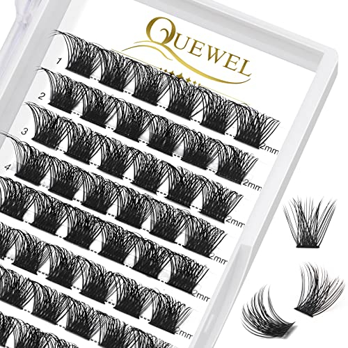 QUEWEL Cils Volume Cluster Cluster Faux-Dils Individuels Lashes Mega Russe Volume Cils Individuel DIY Extensions de Cils (mega-D-12mm)