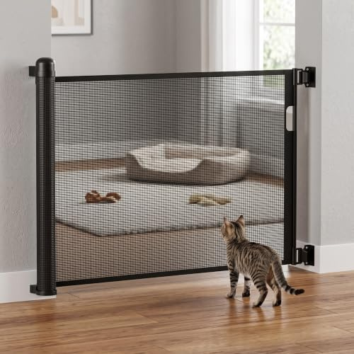YRHome Puerta Puerta Persiana enrollable Puerta de escalera 0-180 cm Puerta de escalera Puerta retráctil Barreras para perros y bebés Extensible para interior y exterior (180 cm Negro)