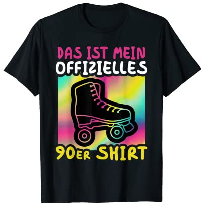 90er Jahre Outfit Damen Herren 90iger Rollschuhe T-Shirt