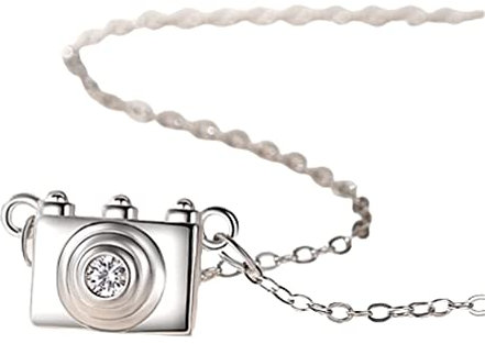MoriAction S925 Slow Down and Capture Moments Camera Necklace 925 Silver Camera Pendant Photographer Gifts for Women Birthday Gifts (Silver)