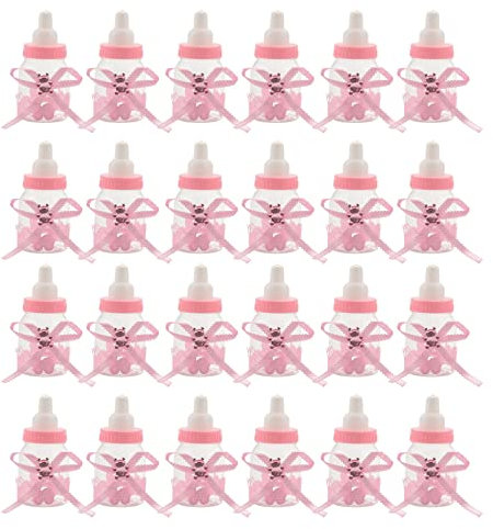 Dasertoe 24 biberon mini biberon 4 x 9 cm strass rosa regalo favore bambina bambino battesimo