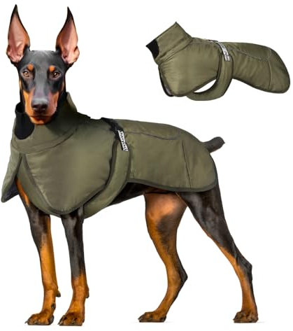 meioro Hund Wintermäntel wasserdichte Warme Hundejacke Winddichte Reflektierende Haustierjacke, Hunde Winterjacken Kaltwettermantel für Medium Große Haustiere Weste Geschirr Hundekleidung XL, Grün