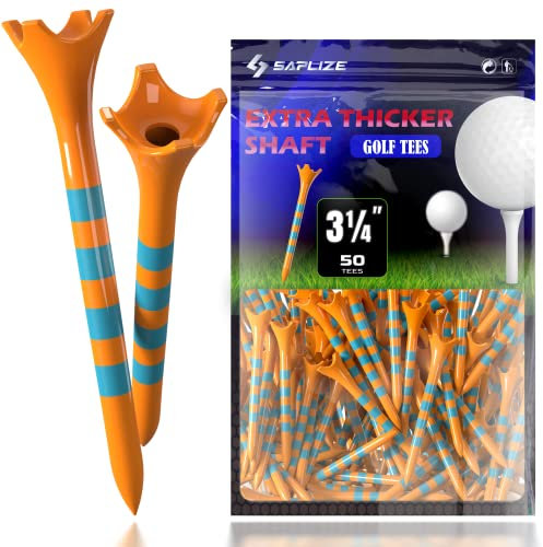 SAPLIZE Golf Tees Plastik 50 Stück (83mm), Ultra haltbare und stabile Golf Tees, Reduziert Reibung und seitliche Golf Tees Kunststoff, Orange