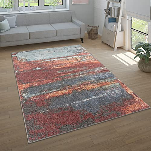 Paco Home Teppich Wohnzimmer Schlafzimmer Kurzflor Modern Vintage Muster Abstrakt Farbverlauf, Grösse:80x150 cm, Farbe:Bunt 2
