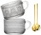 Hniuyun 2Pcs Vintage Coffee Mugs, 400Ml Glass Tea Cups with Spoons, Clear Embossed Glass Cups, Glass Coffee Cups for Cappuccino, Latte, Cereal, Yogurt, Milk, Christmas Thanksgiving Gifts