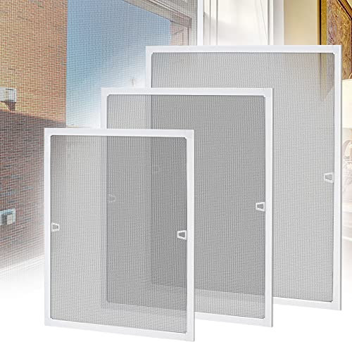 Yznahre 100x120cm Fliegengitter Insektenschutz Fliegenschutzgitter für Fenster, Mückenschutz Fliegenschutz mit Weiß Alu-Rahmen ohne Bohren