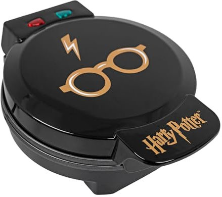 Uncanny Brands - Gofrera Gafas y Rayo de Harry Potter - Impresión en el gofre - Enchufe Europeo - Licencia Warner - Facil de usar y limpiar - Hogar y cocina
