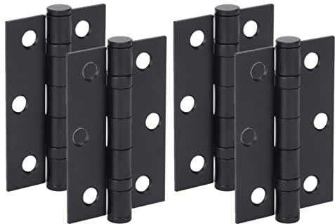 HANDLEZONE® Door Hinges 2 Pairs 76mm / 3 inch Ball Bearing, with Screws - Black Matt