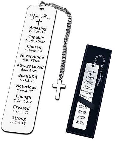 Kireida® Christian Lesezeichen, mit Schwarz Lesezeichenbox, Inspirierender Bibelvers Lesezeichen,Cross,für Absolvent, Erste Kommunion und Taufgeschenke
