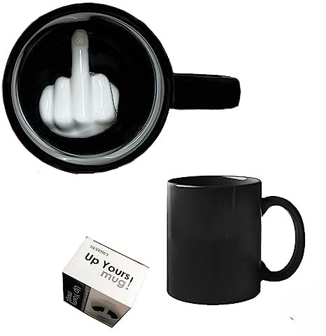 YILIUJIU Have a Nice Day Coffee Mug with 3D Finger on the bottom Funny Coffee Mug for Men and Women Novelty Coffee Mug for Birthday Christmas and Halloween (Black)