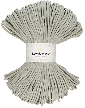 Sznurkomania, Geflochtene Baumwollkordel 3mm 100m, 46 Farben, Häkelkordel, Makramee Kordel, Makramee Garn, Premium Garn, Makramee Seil, (Helles Olive)