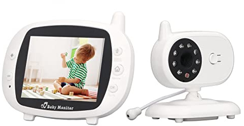 Monitor de Video para Bebés con Batería de Polímero de Litio de 1400 MAh, Pantalla de 3,5 Pulgadas, Visión Nocturna Automática, Cambio Automático, Conversación de Audio de 2 Vías (Enchufe de la UE)