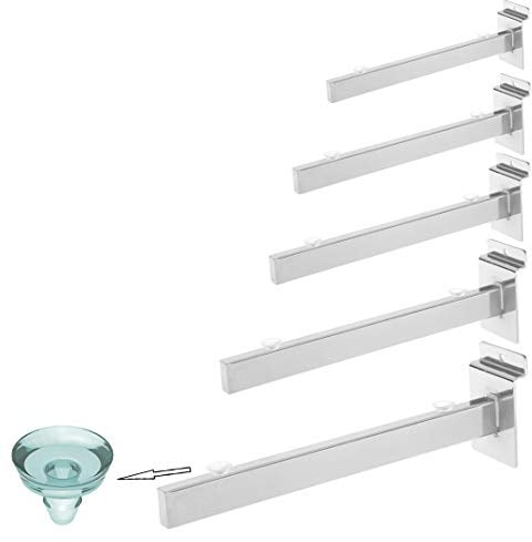 SLATWALL Glass Shelf Brackets (Pair) SLATBOARD with Suction Cup for Hold Glass (25 X 25CM SLATWALL Bracket (Pair))