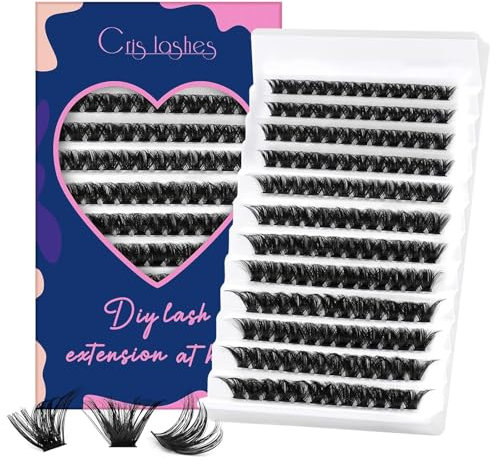 Crislashes Wimpern-Extensions 144pcs D Curl Wimpern Clusters Mix10-16mm, DIY Wimpern Extensions Fluffy, Cluster Lashes Dense, Manga Lashes, Cat-Eye Einzelne Wimpern (Fluffy-10-16mm)