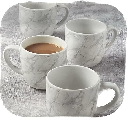 Set of 4 Marble Effect Tea Coffee Mugs Cups Kitchenware Mug Gift Hot Drink