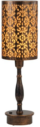 UMEXUS Cordless Bedside Table Lamp Small Rechargeable Battery Operated Lamp Touch Control Dimmable Nightstand Lamp for Bedroom Dining Room Living Room Side End Table Decor LED Bulb Included Bronze