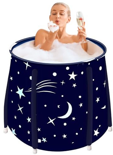 Sinbide Badewanne, 70x70cm Faltbare und tragbare Wanne für Erwachsene & Kinder und SPA， Outdoor Bewegliche Eisbadwanne (blau)