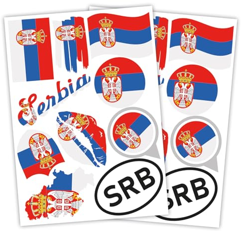 Finest Folia 2er Set DIN A4 Länderaufkleber Fahne Aufkleber Länderfahne Flagge für Auto Motorrad Sticker Länderflagge selbstklebend wetterfest R217 (50 Serbien)
