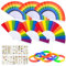 Ourdort 22 Stück Regenbogen Fächer set,mit 6 Regenbogen Fächer,6 Regenbogenfarbene Gummibänder,10 Regenbogen Tattoos,für Sommer,Rainbow Dekoration,Pride Month Party Dekoration,Hochzeit Handfächer