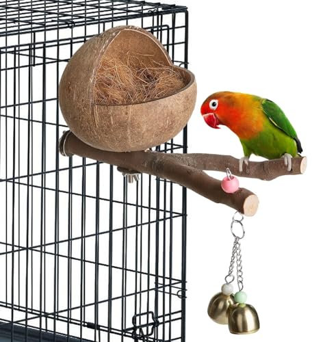 Haus Hüttenkäfig für Liebesvögel Natur Kokosnuss Schale Vogelhaus Natur Kokos Vogelhaus Kokos Vogelnest Nistkästen für Wildvögel Rotkehlchen Wellensittich