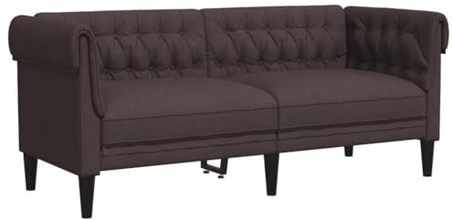 vidaXL Chesterfield Sofa 2-Sitzer, Couch mit Armlehnen Rückenlehne Stützbeine, Polstersofa für Wohnzimmer, Couchgarnitur, Modern, Dunkelbraun Stoff