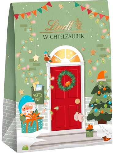 Lindt Schokolade | Wichtelzauber Tasche | 165g | Wichtel Tasche gefüllt mit 12 köstlichen Weihnachtswichtel| eldes Schokoladen-Geschenk im Weihnachtsdesign