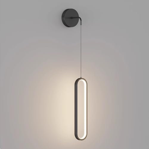 Wandleuchte Innen Wandlampe Modern - Gold aus Metall Design Wandbeleuchtung Vintage Kreatives Bettlampe 18W Nachttischlampe Kreative Runde Ring Wandlicht für Wohnzimmer Schlafzimmer Flur (Schwarz)