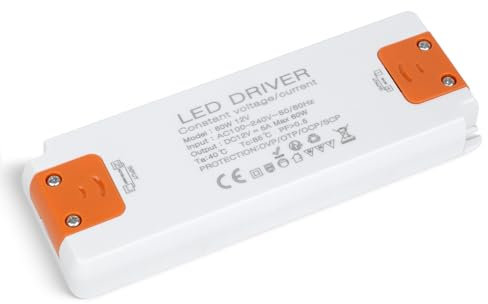 SUCIKORIO Transformador 220V a 12V 60W 5A, Fuente Alimentacion Constante Ultrafino LED Driver Controlador AC 220V a DC 12V Fuente de Alimentación LED de Bajo Voltaje para Tira LEDs, Lámparas