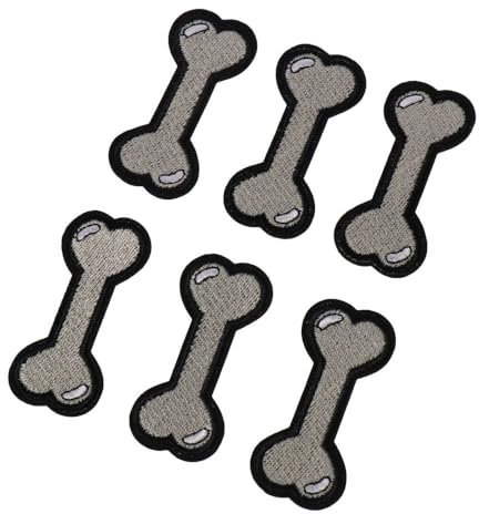 6Pcs Dog Bone Embroidered Iron on Patch,Dog Iron on Patches Embroidered Sew,DIY Accessory Clothes Mobile Phone Backpack Decoration Supplies