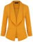 LADI TREND Damen-Blazer, vorne offen, lässig, 3/4-Ärmel, Arbeitsanzug, Bürojacke, Schalkragen mit Taschen, Y-Gelb, XXL